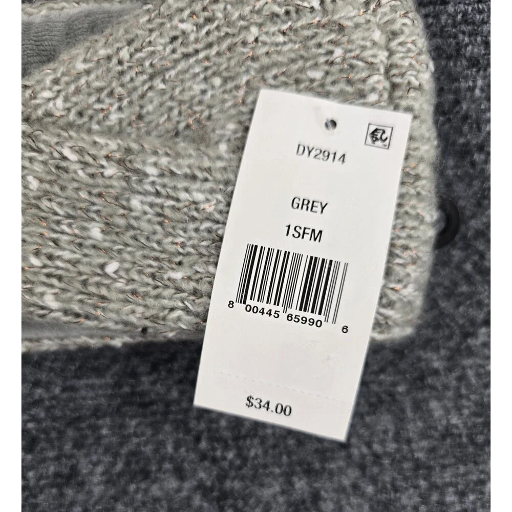 DKNY Fleece-Lined Headband Twist Metallic Knit Grey Ear Warmer for Winter